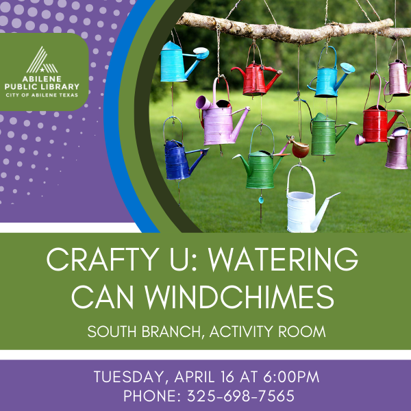 04-16 Crafty U Crafty U: Watering Can Windchimes