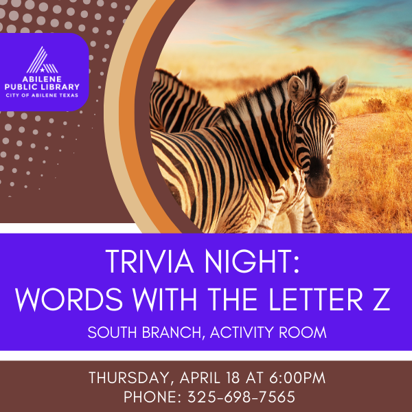 04-18 Trivia Night Trivia Night: Words with the Letter Z